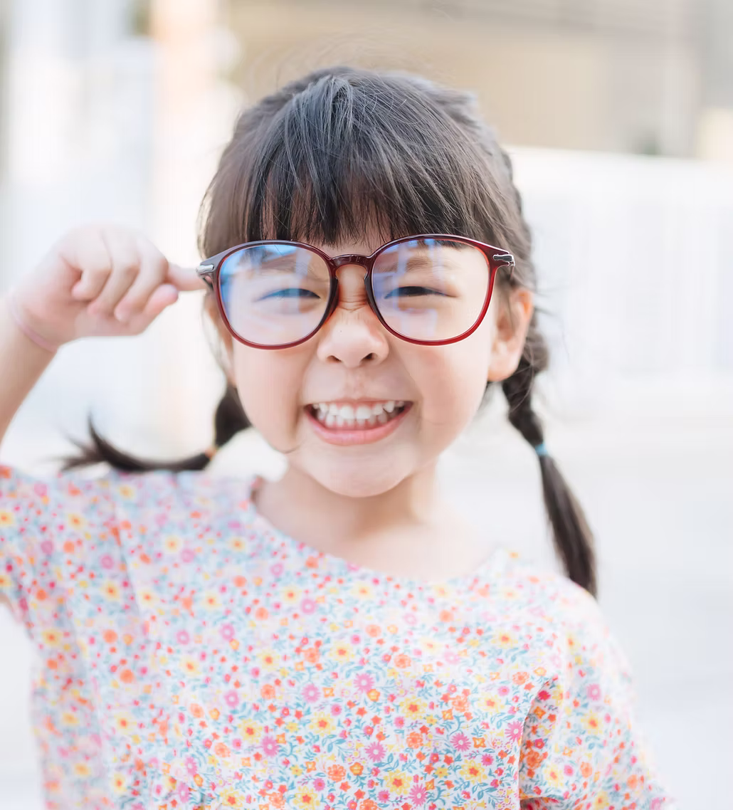 Child wearing eyeglasses